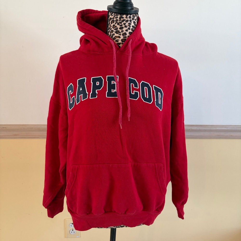 Authentic Life Apparel Cape Cod Hoodie Red Graphic Pullover Sweatshirt Men Sz M‎